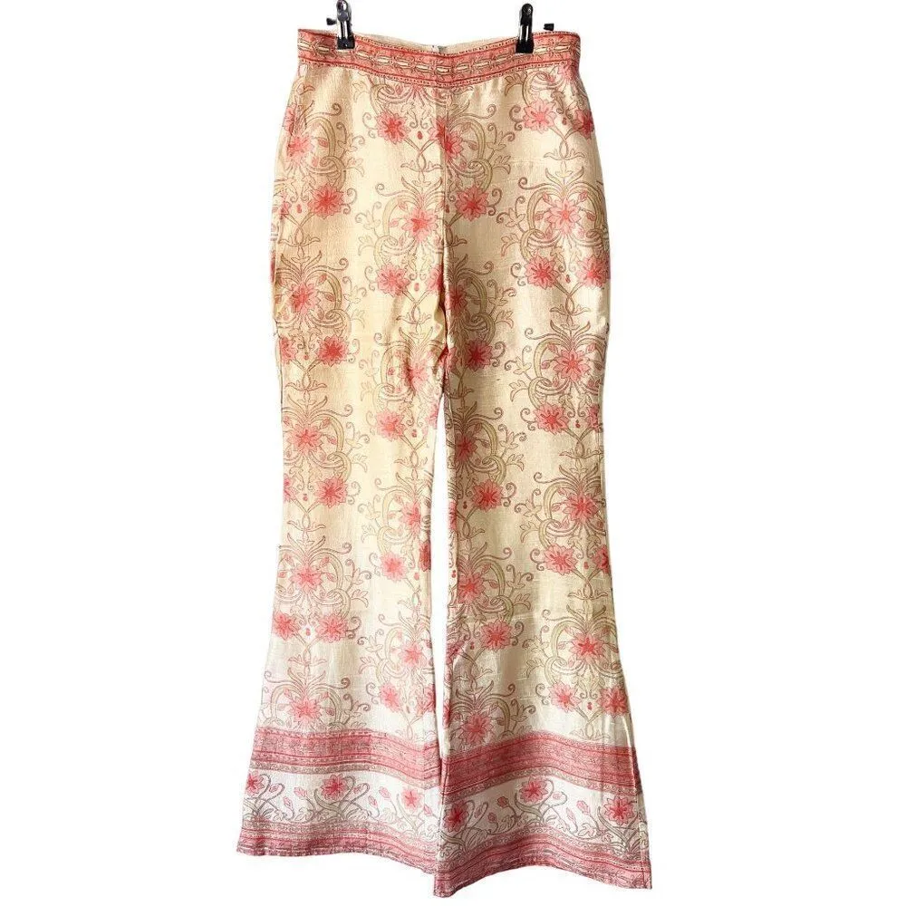Savannah Morrow Ahimsa Pant in Orla NWT Silk Floral Print High Rise Flare Medium Pink - Image 7
