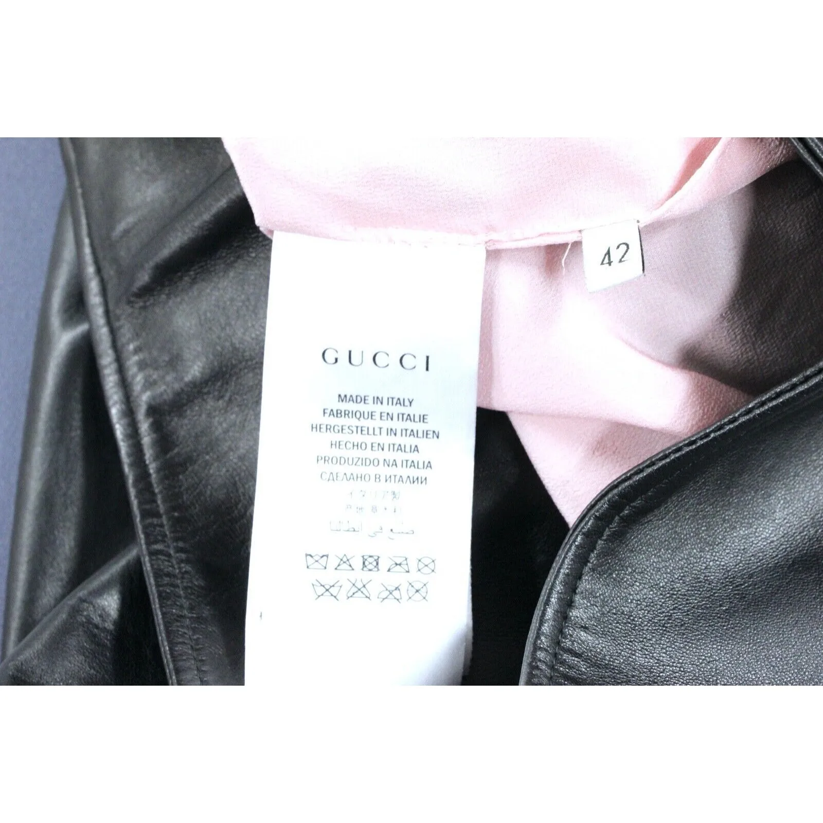 Gucci Lambskin Ruffle Pearl Moto Jacket Black NWT EU42 US8 - Image 8