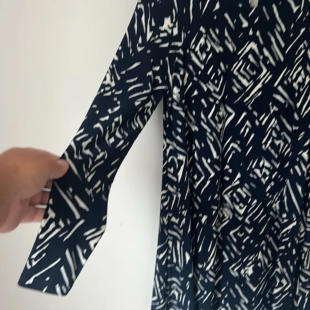 Lauren Ralph Lauren women’s shift navy & white long sleeve midi dress, size 2 # Blue - Image 3