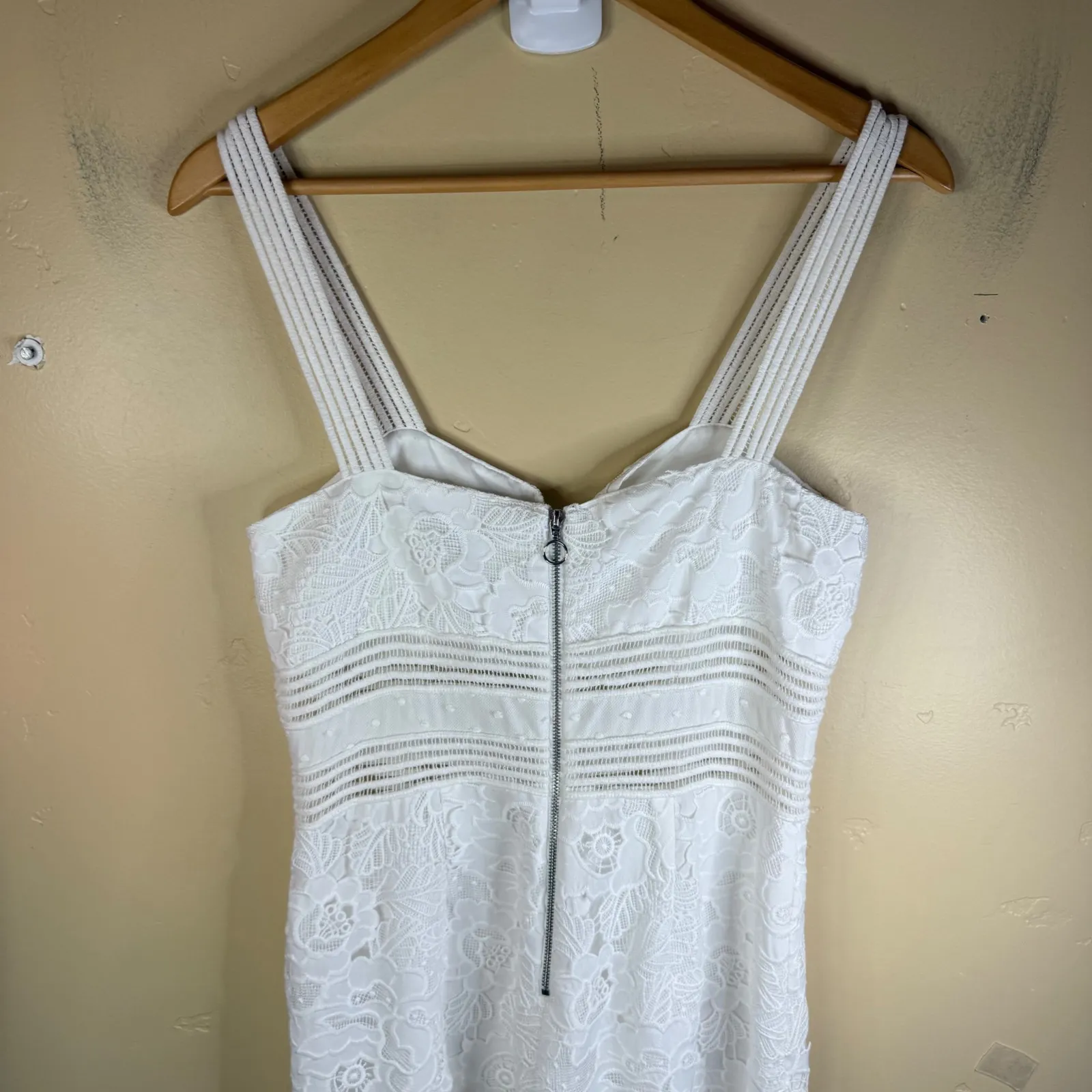 SAYLOR x Free People Gabri White Lace Jumpsuit Cropped Wide Leg Zipper Front S - Image 8