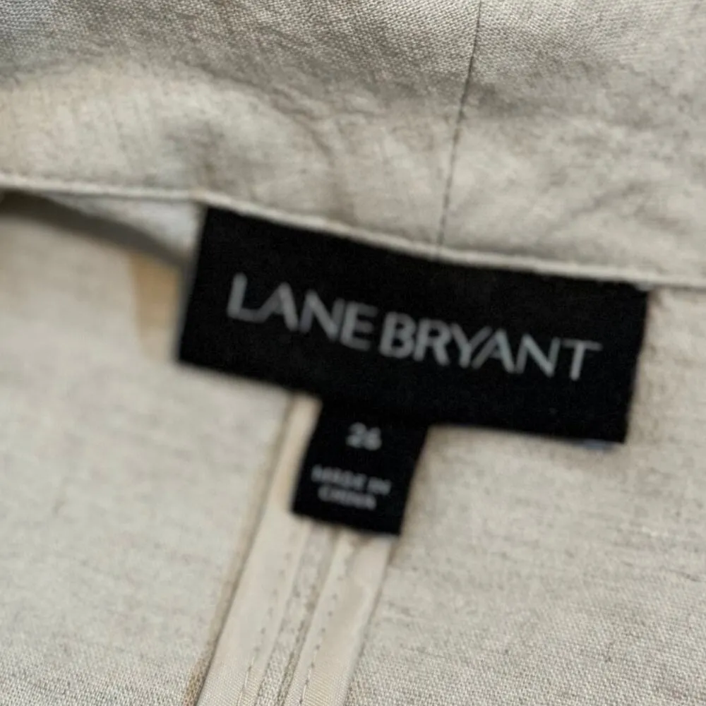 Lane Bryant Women’s Plus Size 26 Beige Linen Open Front Draped Cardigan Jacket - Image 11