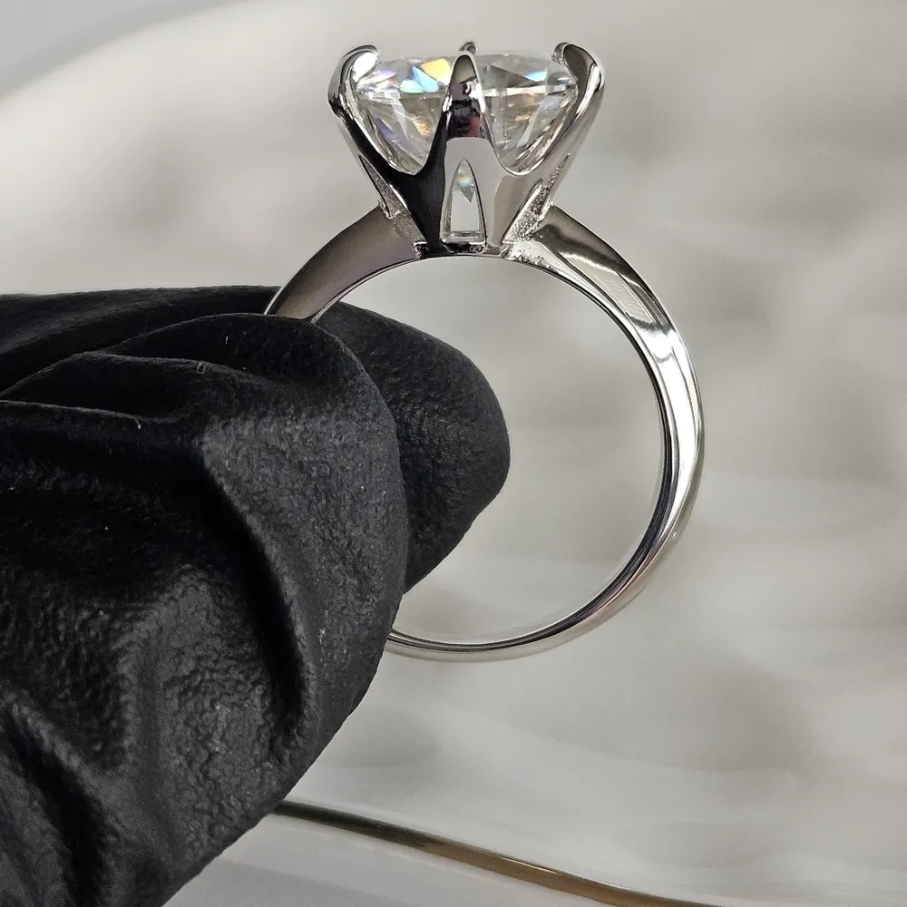 5ct Moissanite 6 Prong Solitaire Ring, Claw Prong - Image 2