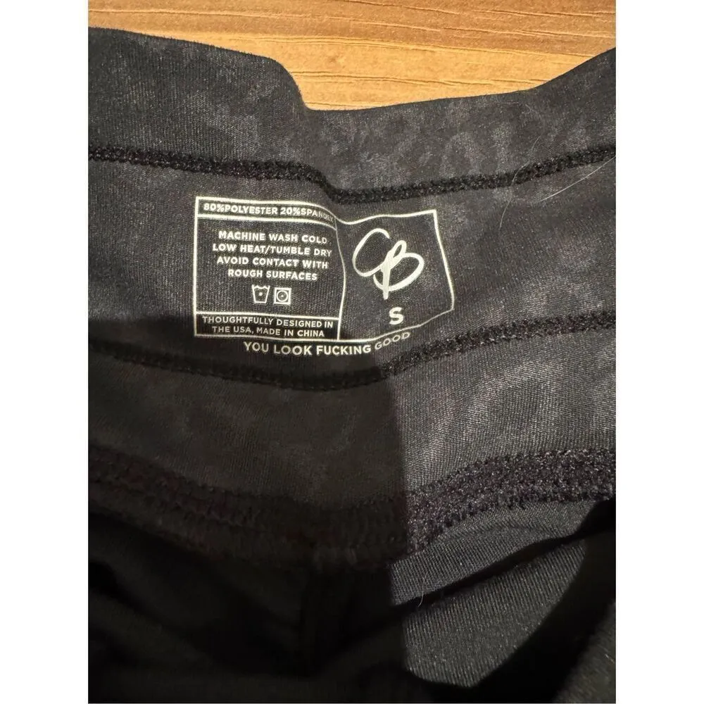 Celestial Bodiez black leopard power biker shorts size small euc - Image 6