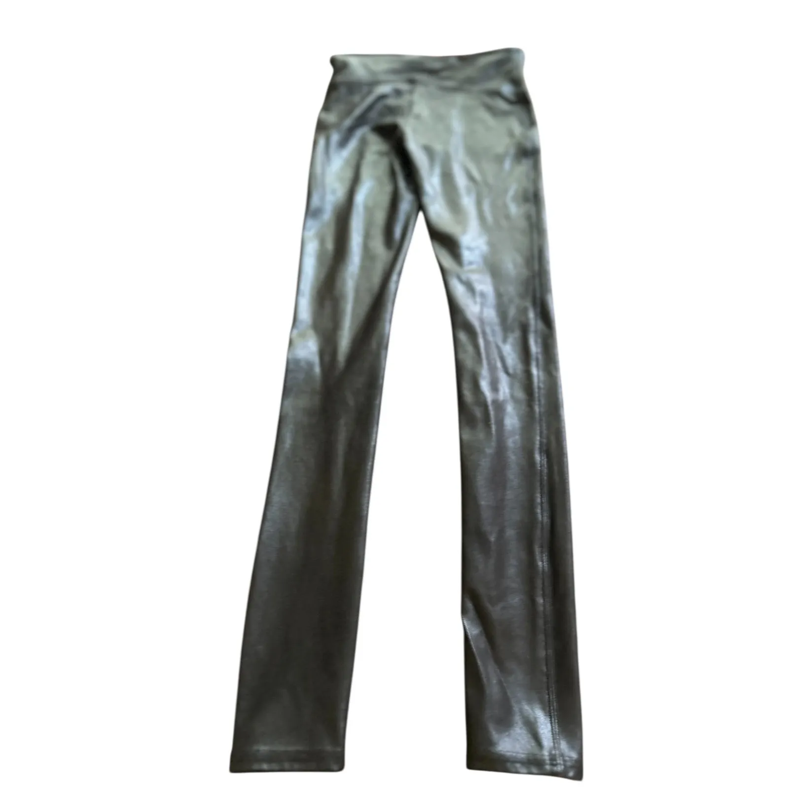 SPANX Faux Leather Leggings High‎ Waist Black Shiny Stretch Womens XS - Image 5