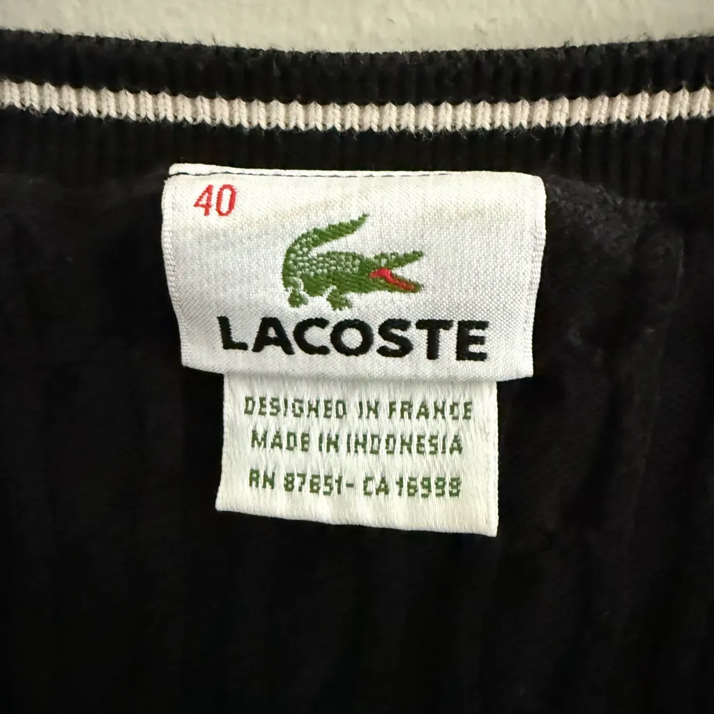 Lacoste Women's Black Cable Knit Crew Neck Sweater - Image 2