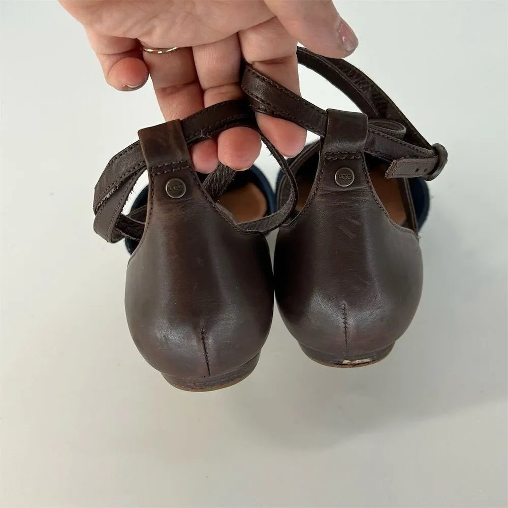 UGG Women's Izabel Mar Ankle Wrap Flats Navy Blue Size 7.5 - Image 6