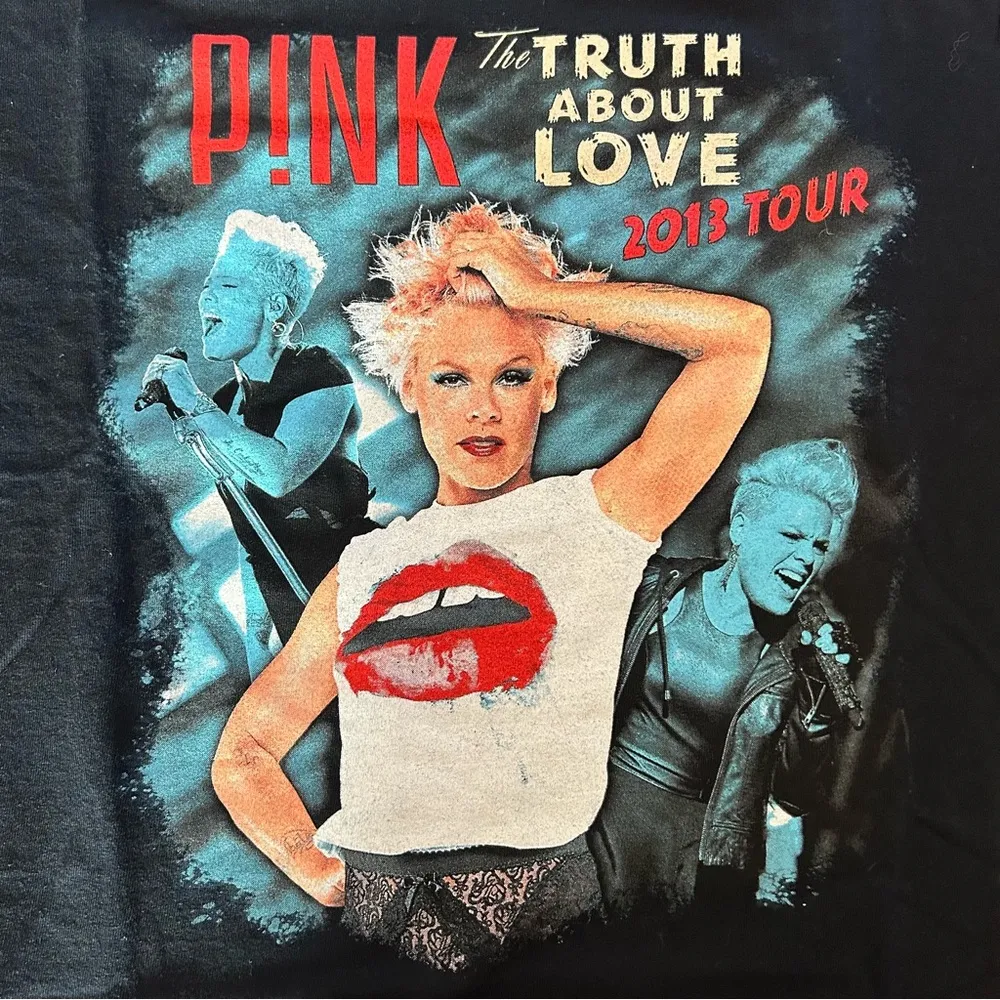 PINK 2013 Tour Truth About Love Tee Shirt Band Concert Black Large - Image 2