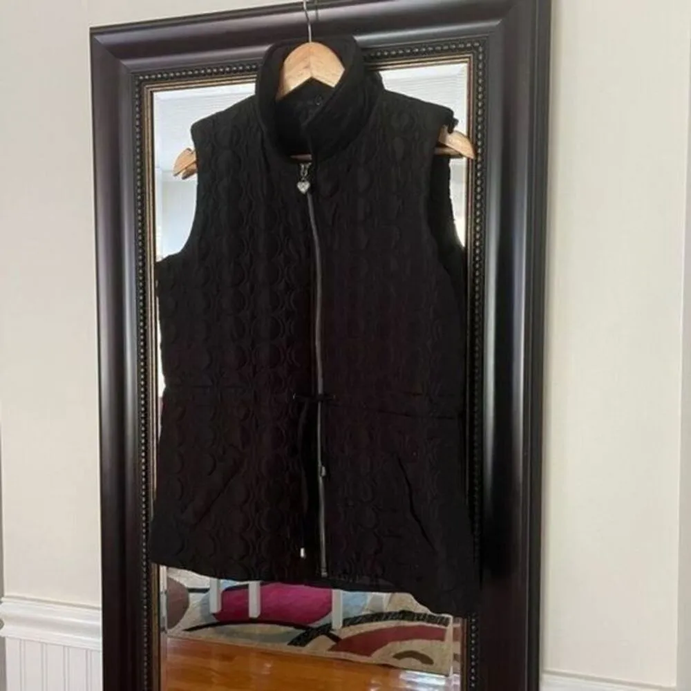 THREE HEART QUILTED Full Zip Vest Size M Blackl‎ - Image 2