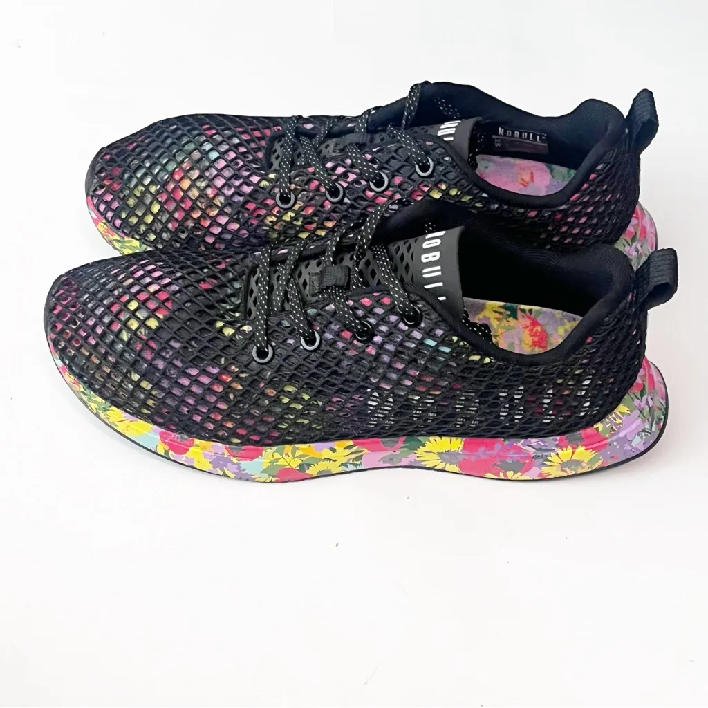 NOBULL Black Mesh Floral Super Bloom Tropical Print Lace Up Athletic Shoes 9.5 - Image 11