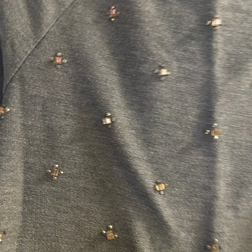 Loft Womens Gray Sweatshirt Jewels Jeweled S Small Bust 34” Clear Stones Beads - Image 2