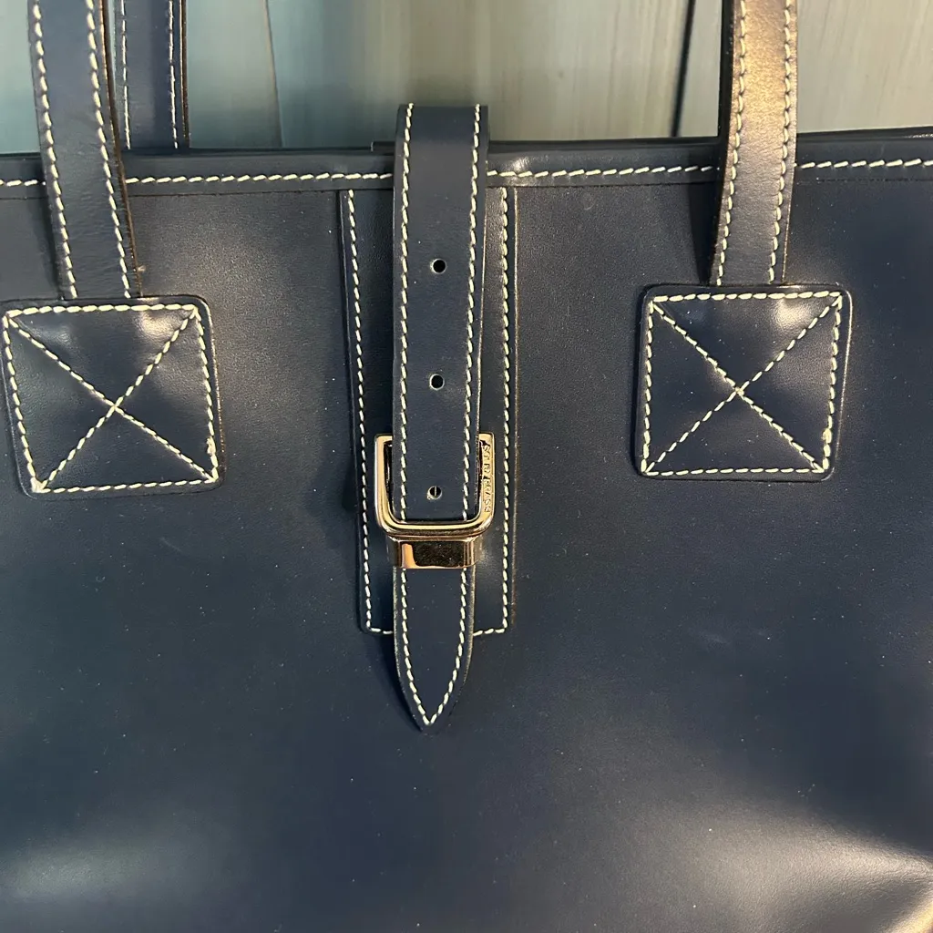 Dooney & Bourke Dark Blue Leather Shoulder Bag - Image 4