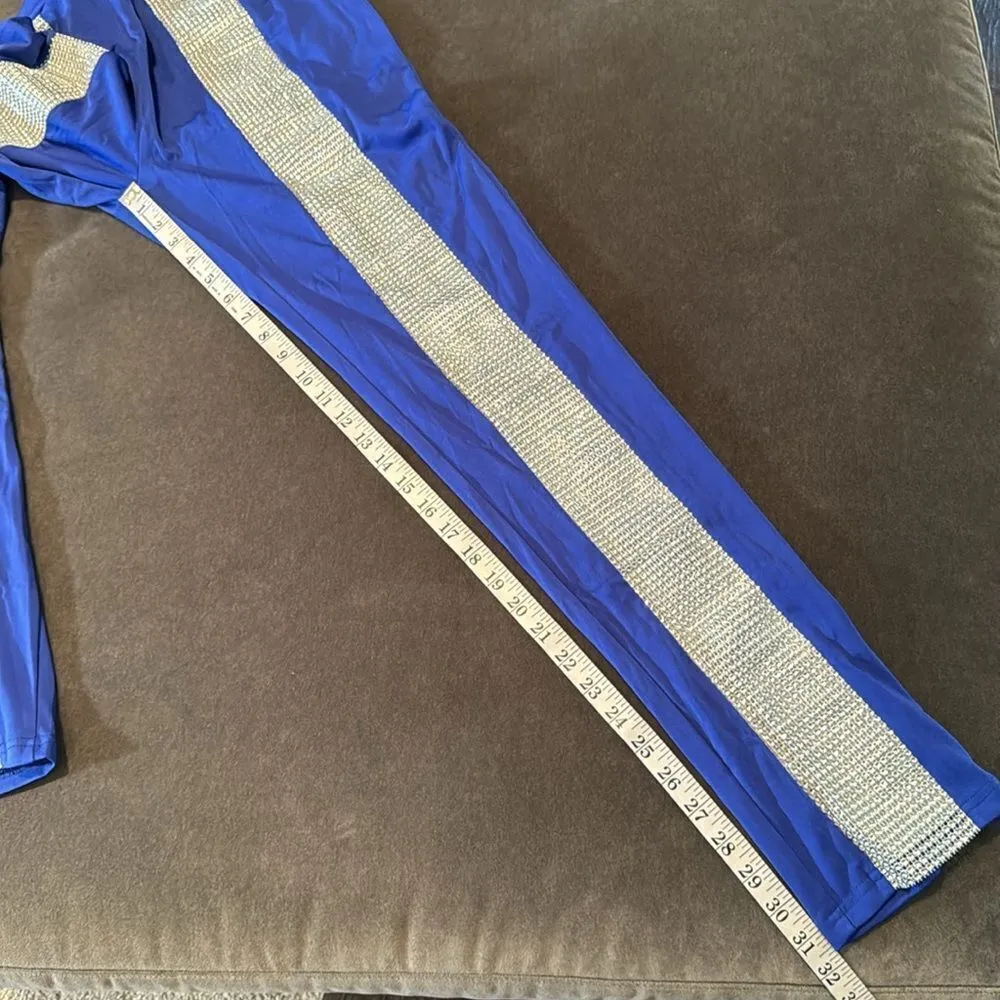Women’s Sexy Bodycon Blue & Silver Studded Crop Top & Pencil Pants Size XL NWOT - Image 10