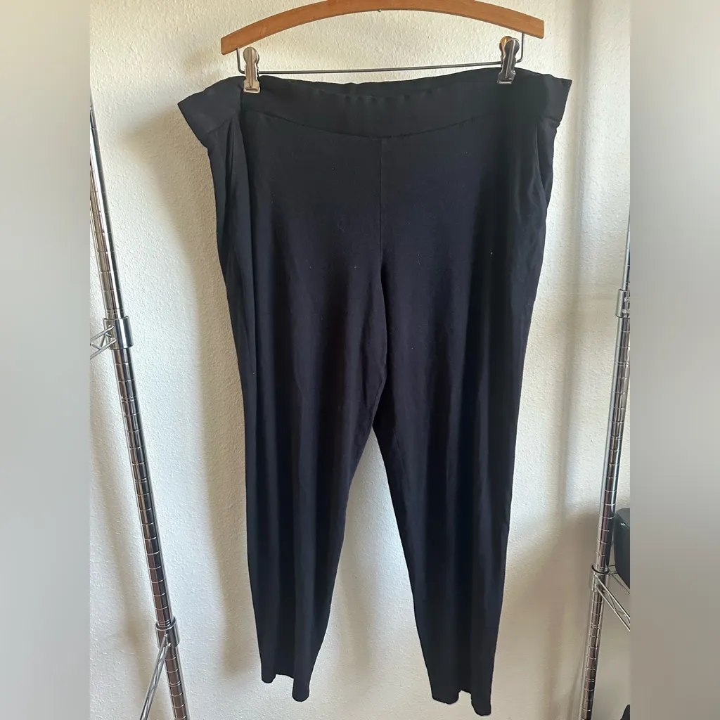 EILEEN FISHER BLACK Legging with large elastic waistband. - Image 8
