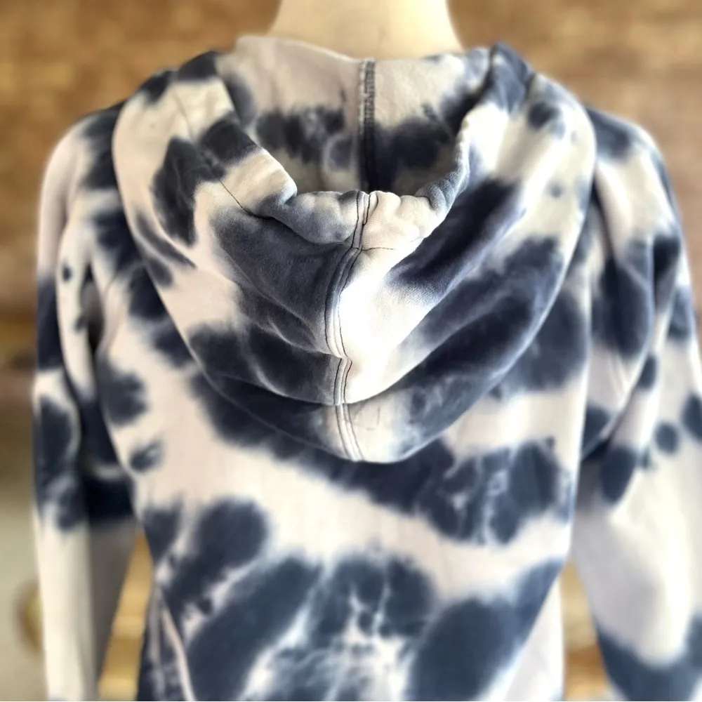 J. Crew Sweatshirt Blue Tie Dye Hooded Terry Cloth Cotton S Boho Streetwear - Image 10