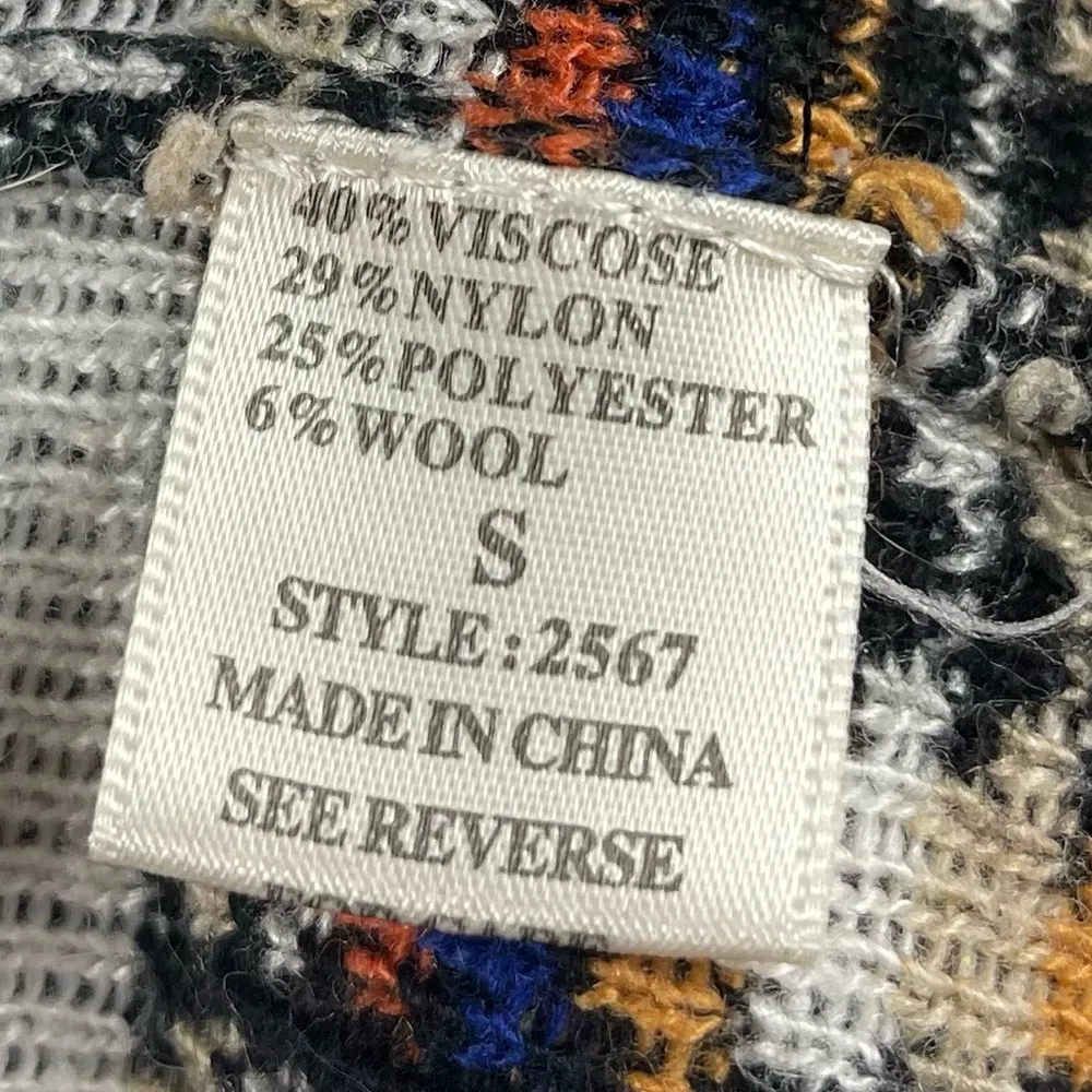 Freeway Small Wool Blend Tribal Hi-Low Knit Waterfall Cardigan Sweater Buttery - Image 5