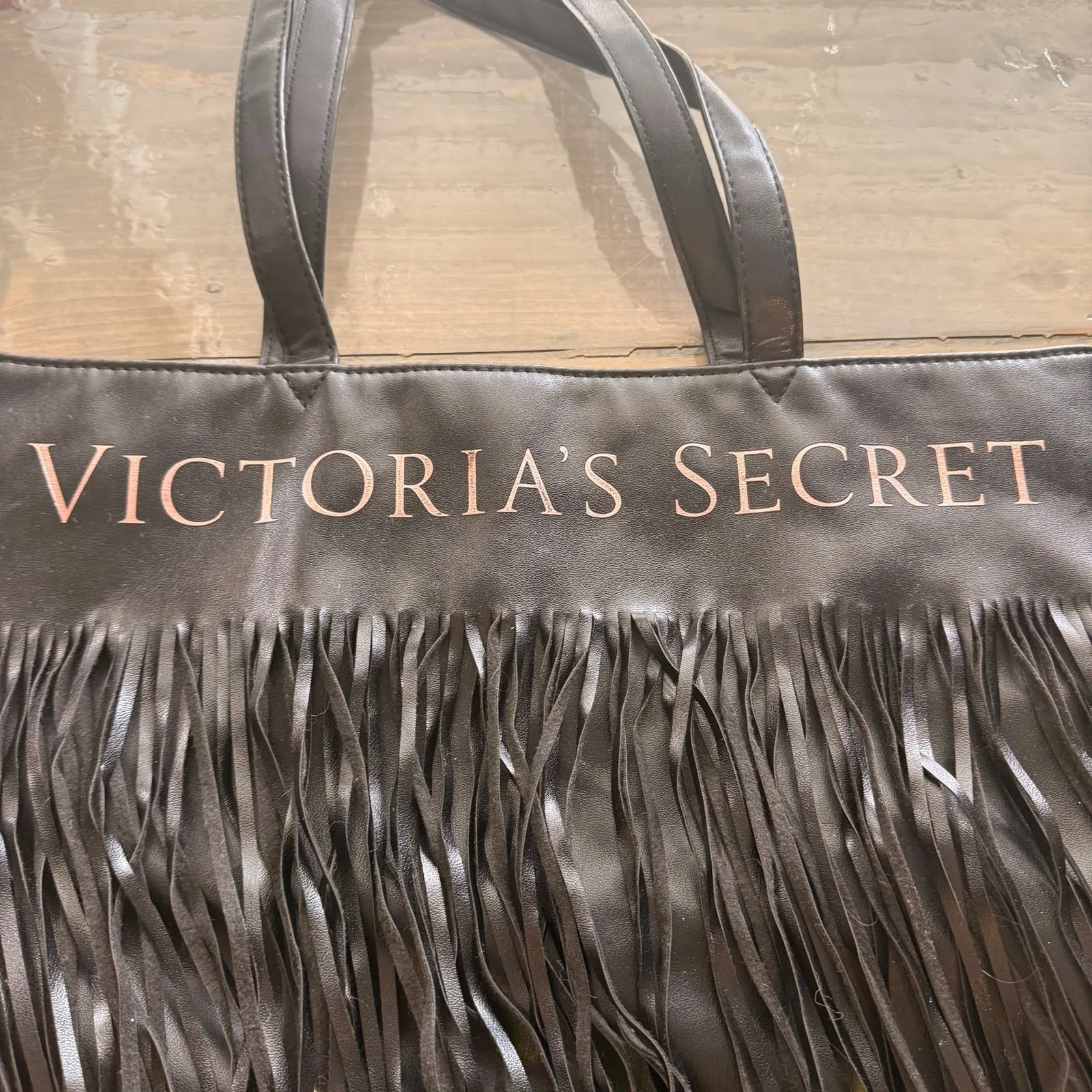 Victoria's Secret Black Large Fringe Tote - Image 3