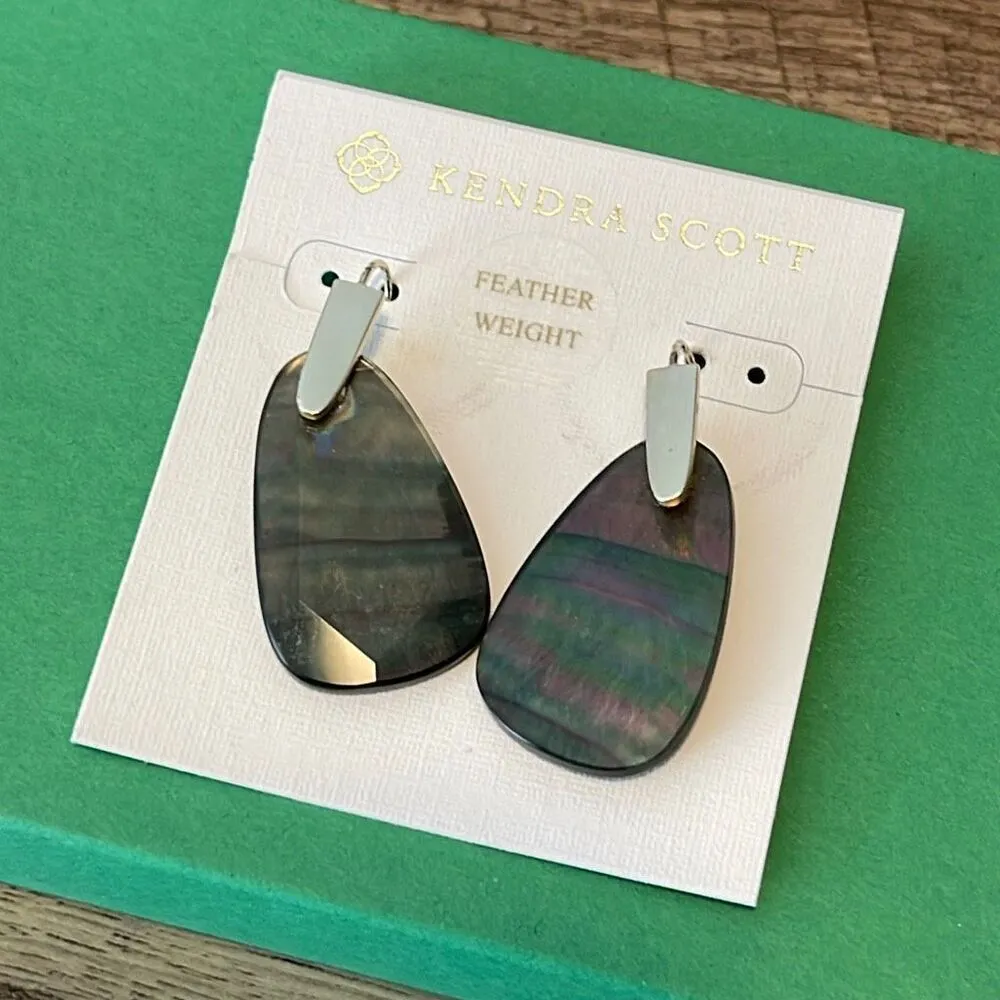 Kendra Scott Womens Marty Mother-of-Pearl Drop Earrings Silver Black OS NWT‎ - Image 2