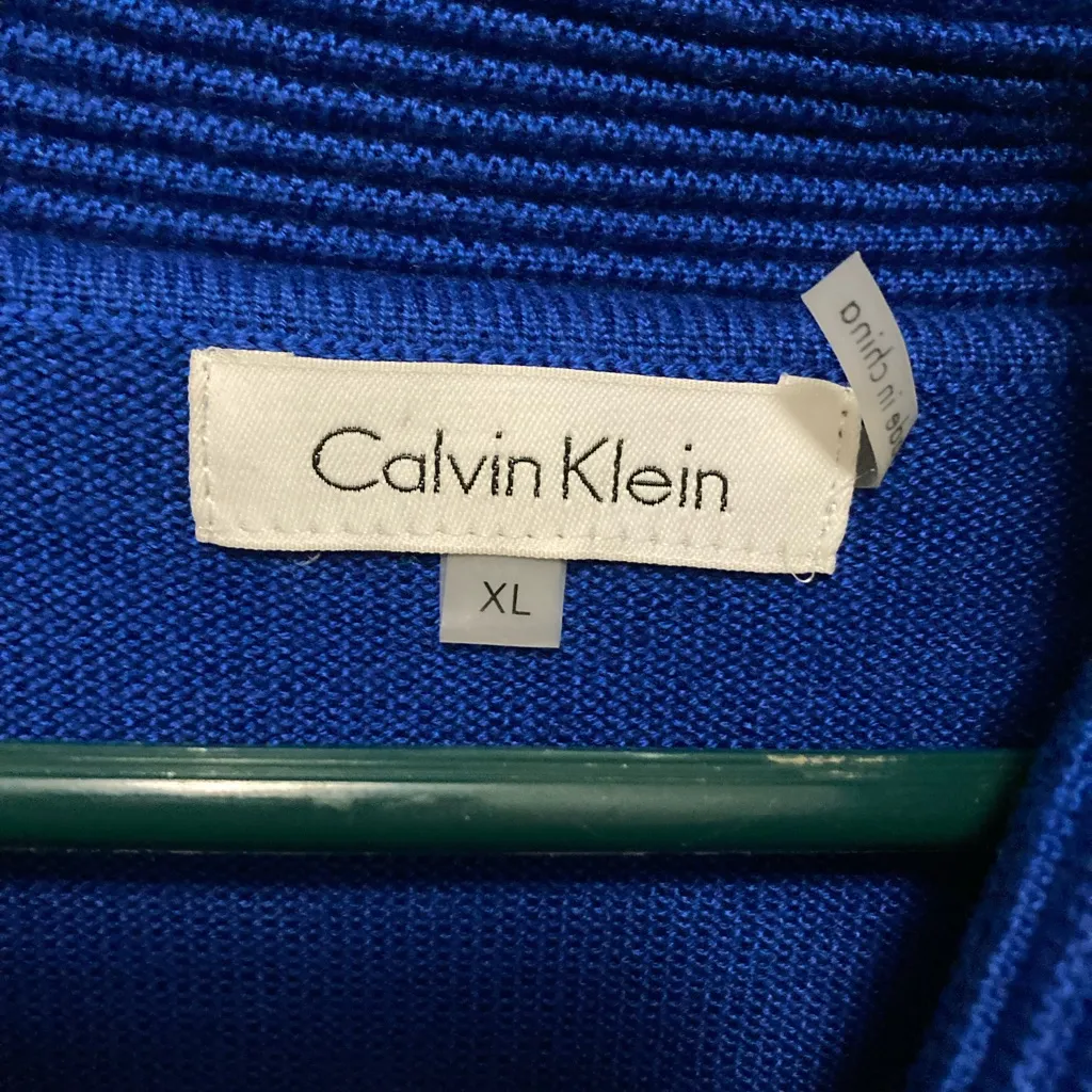 Calvin Klein Cowl Neck Royal Blue Color Block Ribbed Knit Long Sleeve Sweater - Image 2