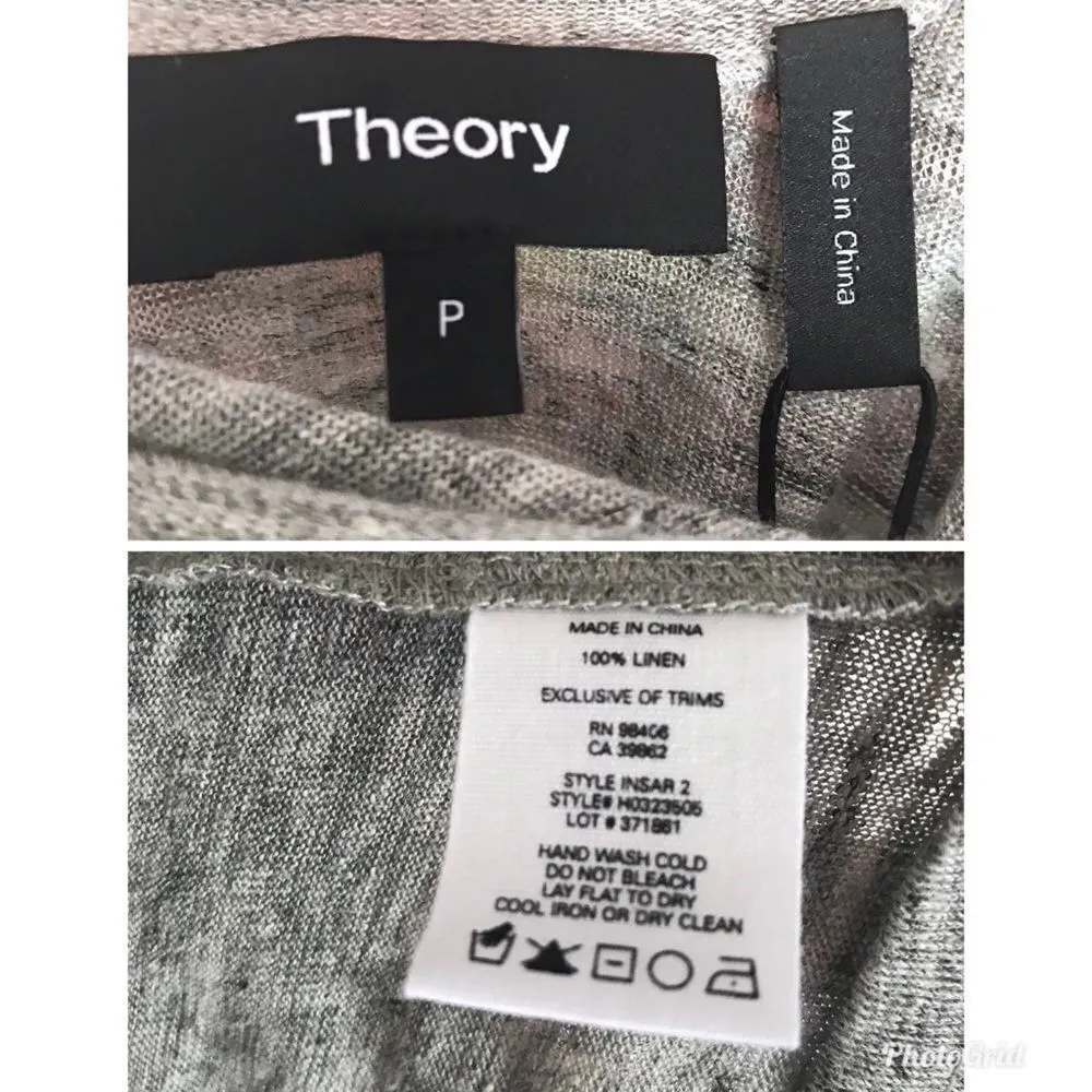 THEORY Gray‎ Linen Sleeveless Top Tank Low Back Layering Marled Insar XS New - Image 9