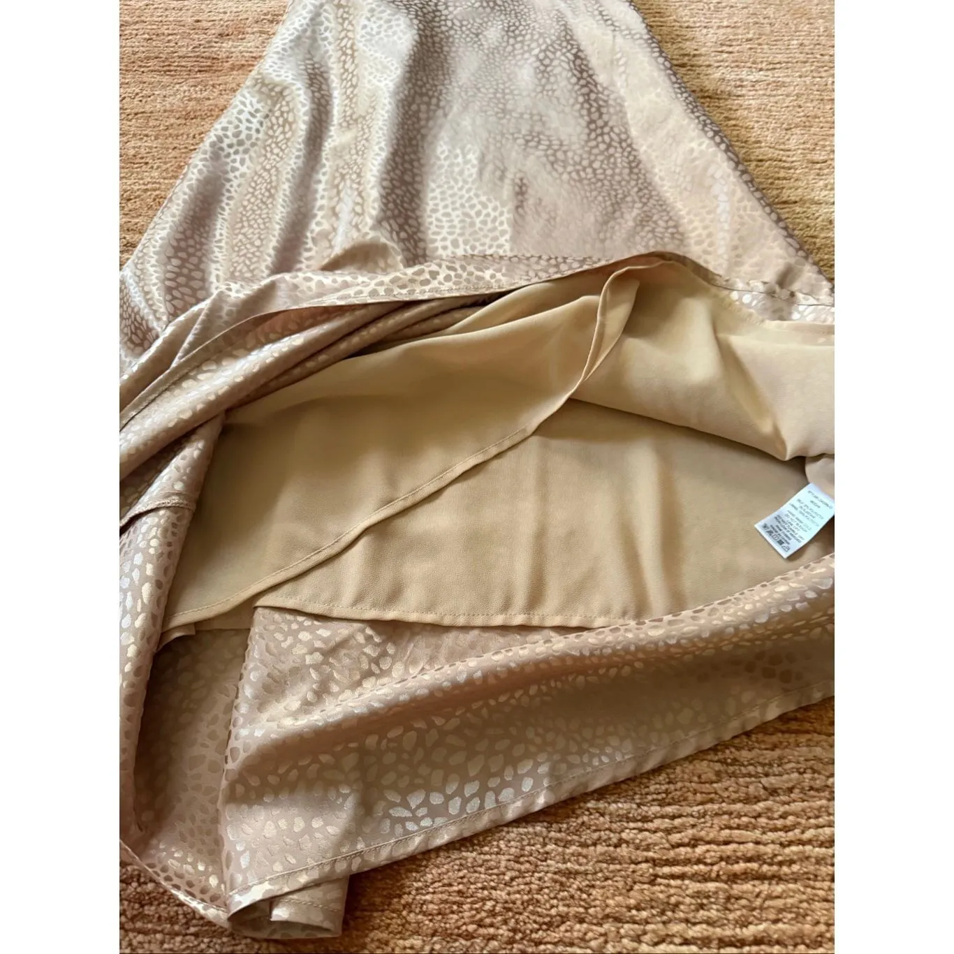 Lush Mocha Satin Leopard Print Slip Dress Adjustable Straps Size S - Image 4