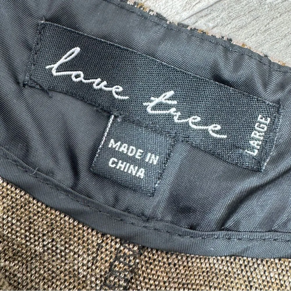 Love Tree Houndstooth Knit Button Side Mini Skort Tan‎ Black Large - Image 10