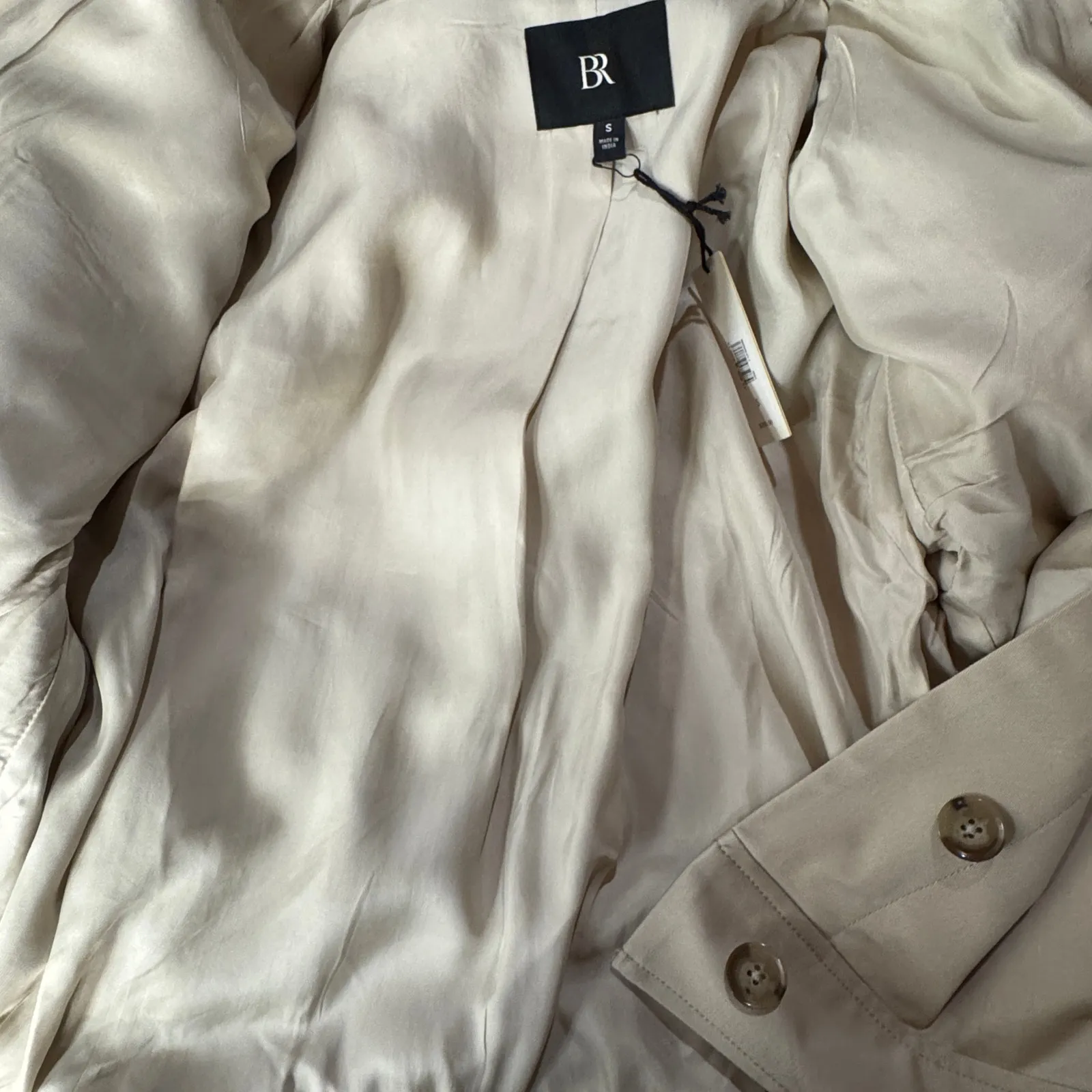 Banana Republic Small Twill Short Utility Jacket Button-Up Lined Long Sleeve Tan - Image 8