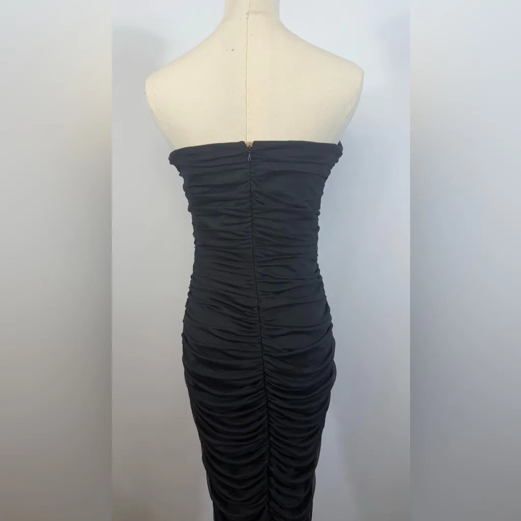 NWT Amanda Uprichard Strapless Lopez Midi Dress in Mesh‎ Black Sz Small $264 - Image 8