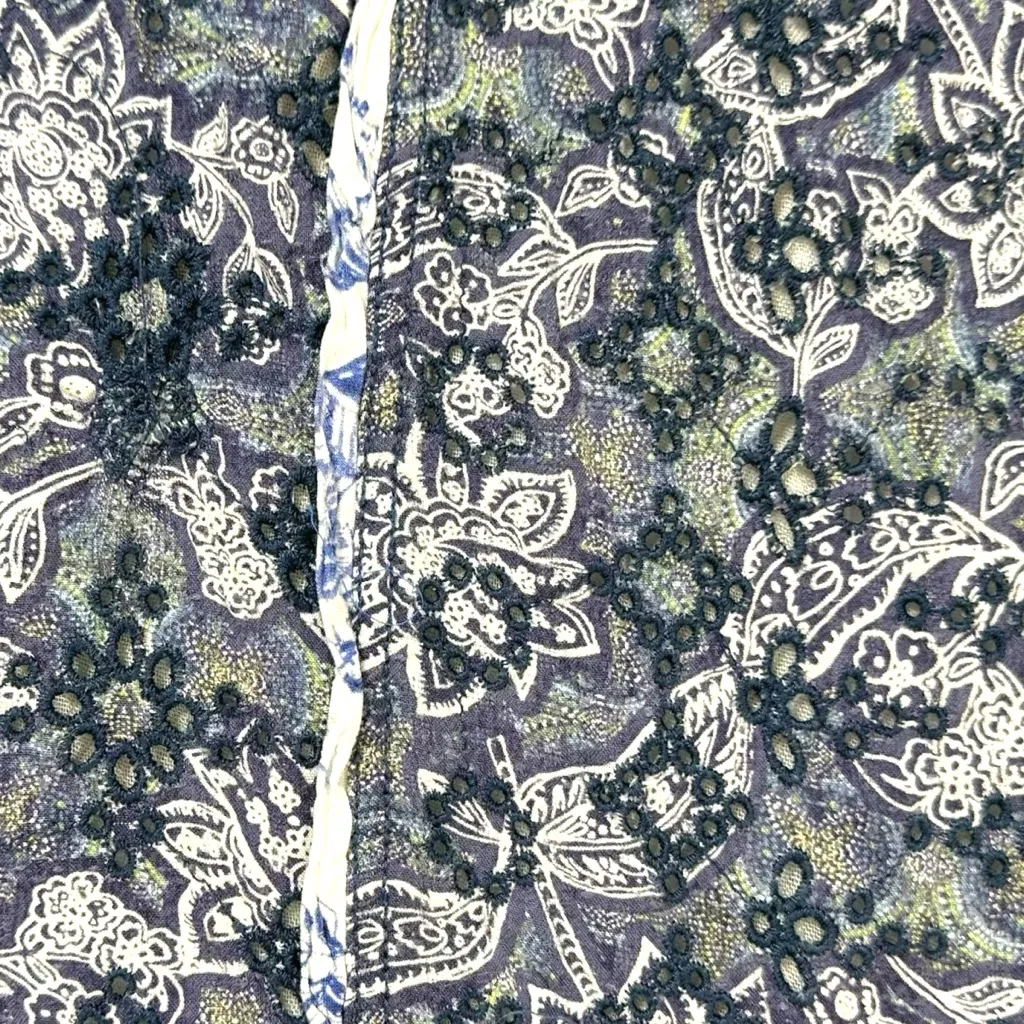 Free People Bohemian Cottage Embroidered Floral Sweet It Is Wide Leg Pants Large - Image 15