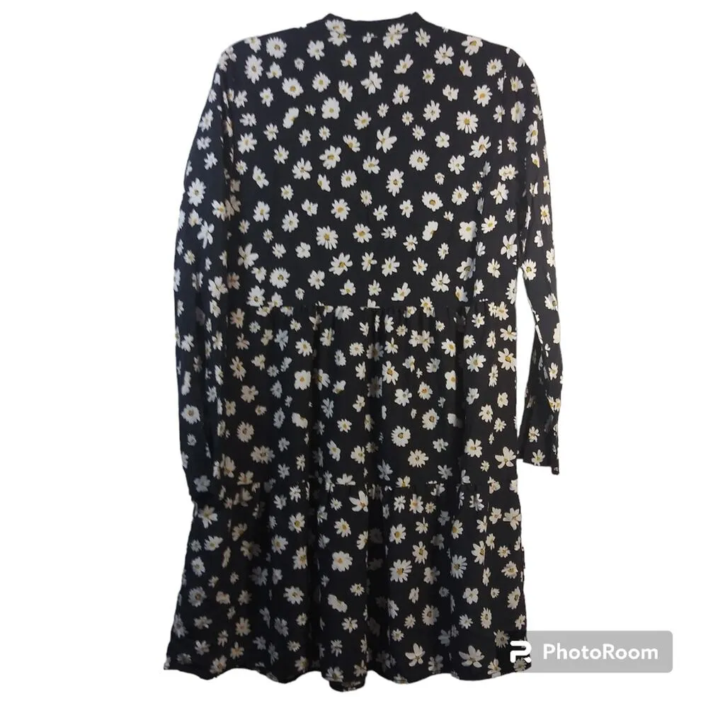 LC Waikiki Modest Daisy Print Button Front Long Sleeve Size L Blue Size L - Image 2