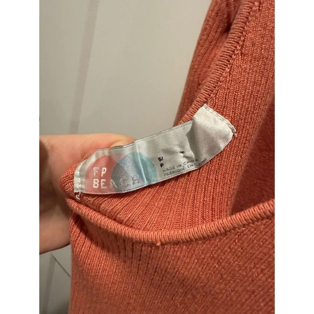 Free People Beach Daniela Midi Dress Womens Small Faded Coral Ribbed Knit - Image 3