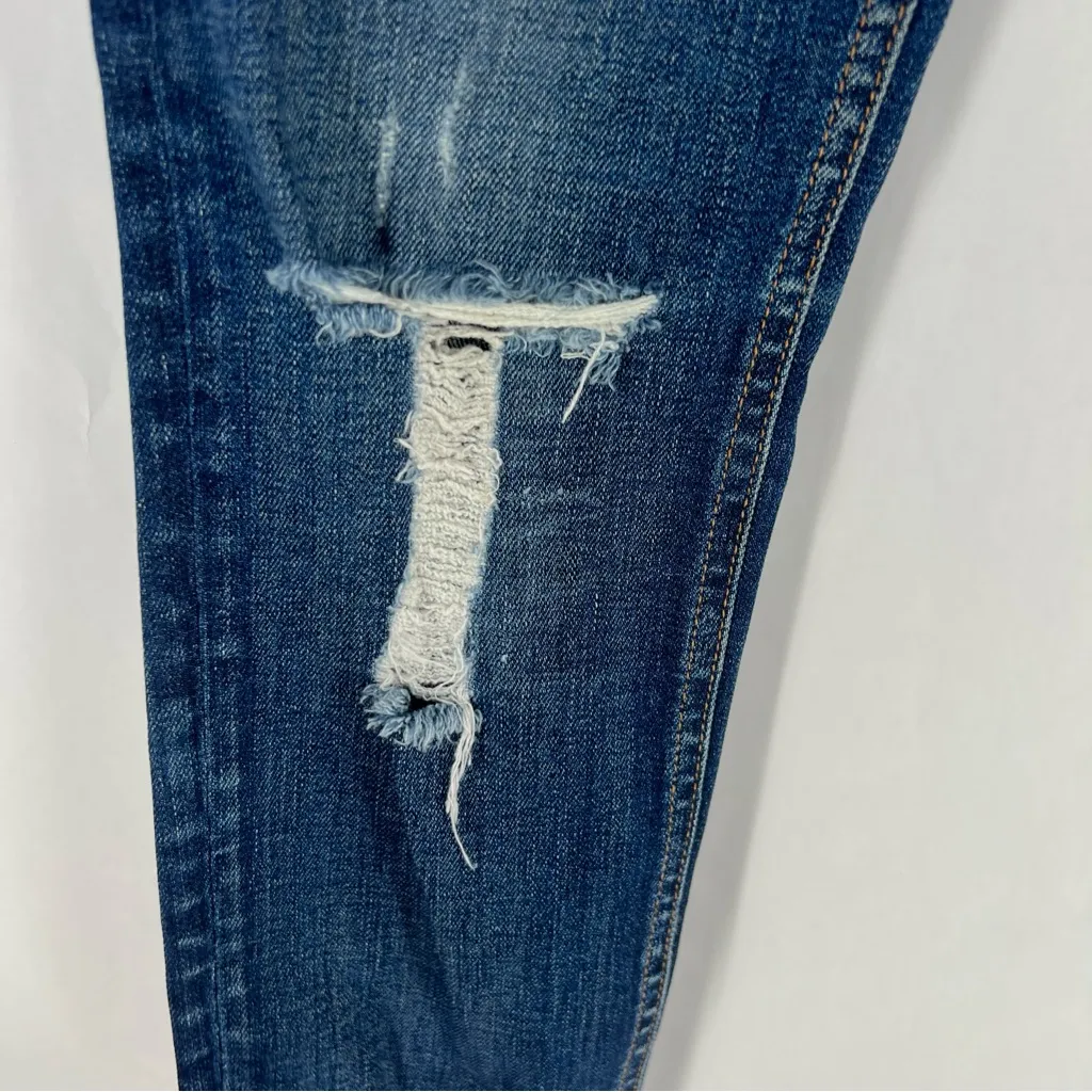 rag & bone Medium‎ Wash Blue Distressed Ripped Denim Cutoff Skinny Jeans Size 24 - Image 6