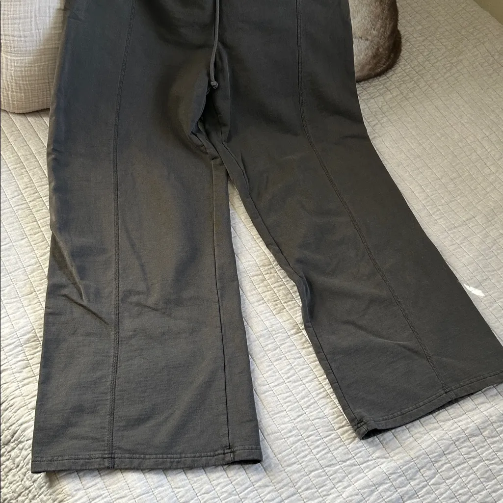 Angel kiss washed gray cotton boho comfy lounge pull on wide leg pant L - Image 2