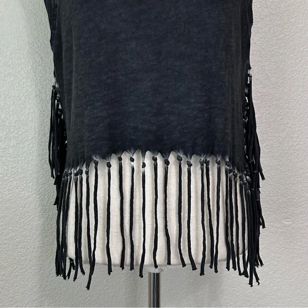 Urban Outfitters Ecote Boho Gray Mineral Wash Fringe Crop Top - Image 3