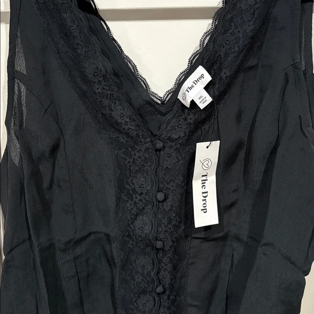 The Drop Women's Paloma Lace Trimmed Sleeveless Top, Black, XXL Black - Image 5