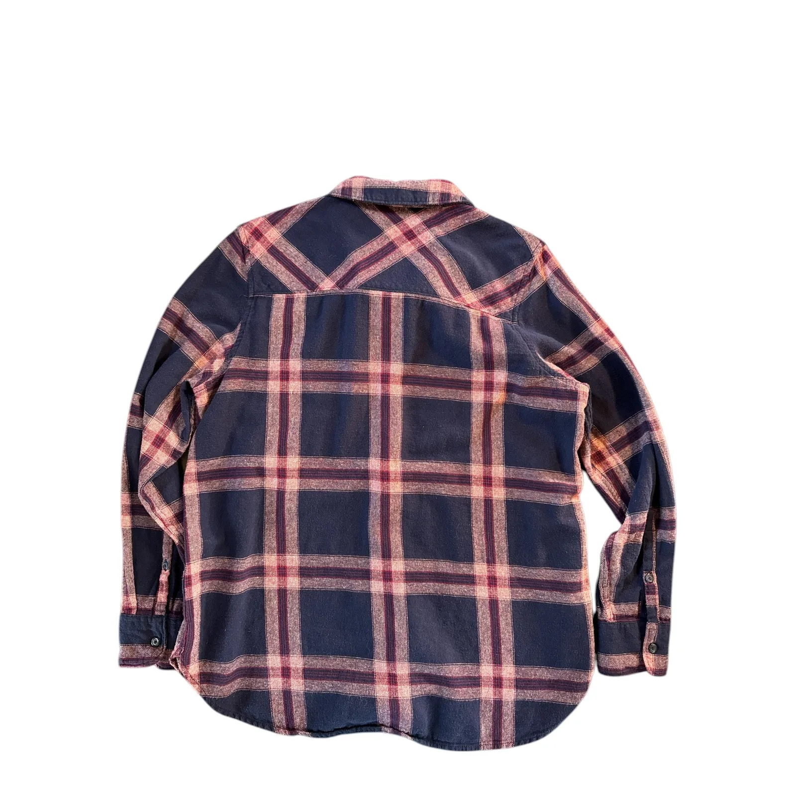 Woolrich Plaid Flannel Button Up Shirt Navy Pink Women's Large L - Image 2