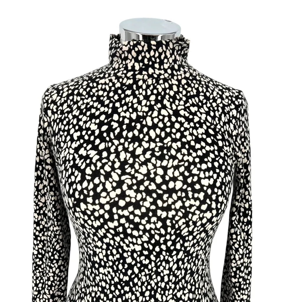 & Other Stories High Neck Long Sleeve Printed Shirt Black White Size Small - Image 2