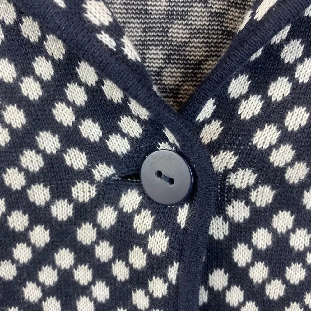 Talbots Black & White Print Knit Button Up Cropped Cardigan Sweater PS S - Image 4