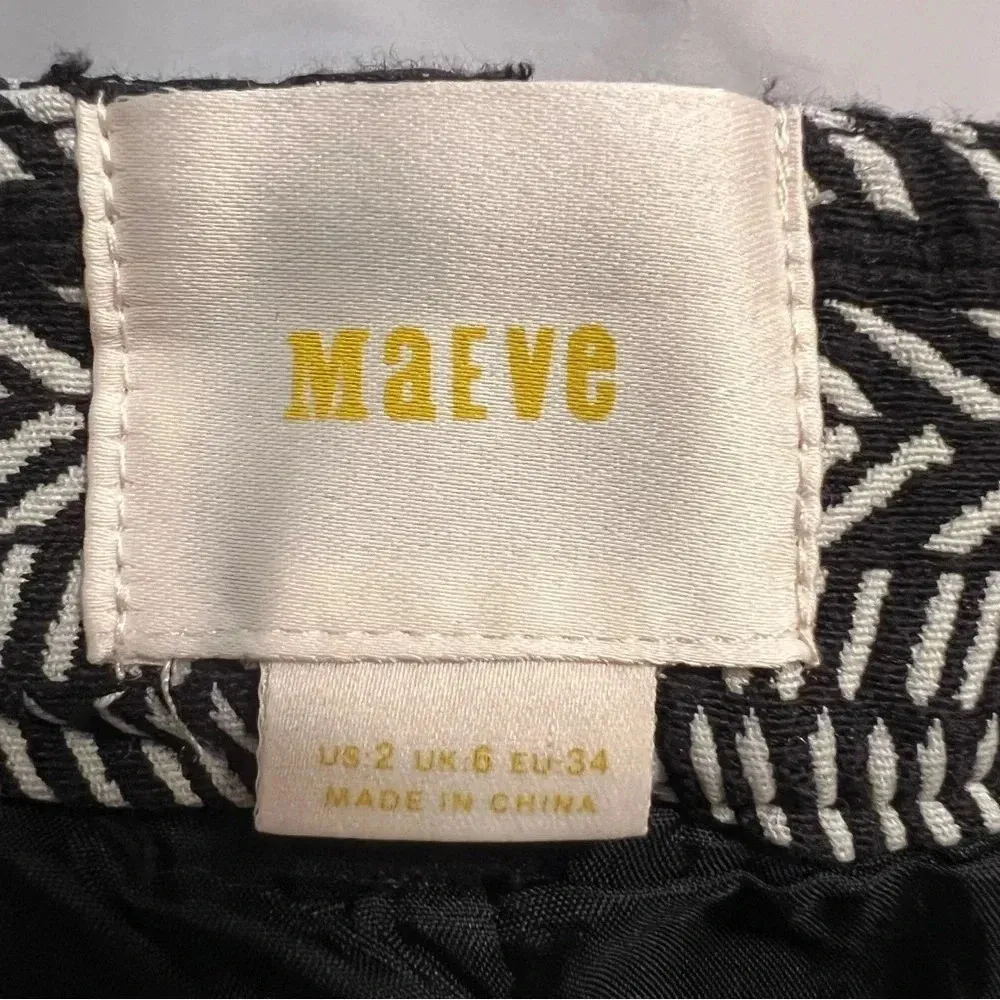 Maeve Anthropologie Skirt size 2 Black White Button‎ Front Field Notes Work - Image 8