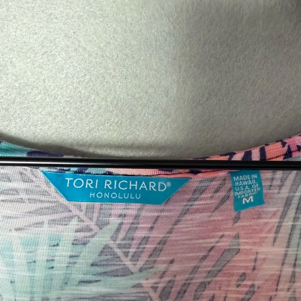 Tori Richard Womens Colorful Tropical Palm Leaf Print Swim Coverup Mini Dress M - Image 6