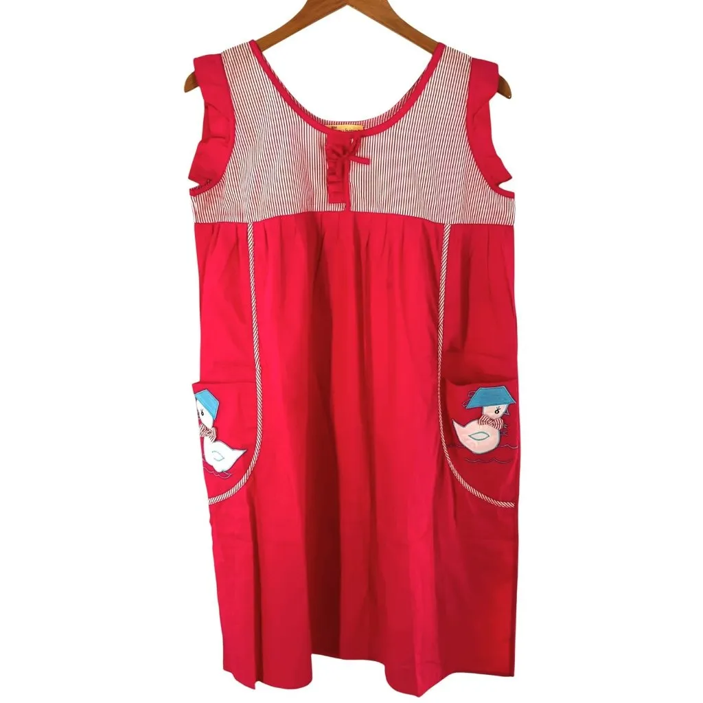 Vintage Duck Applique Pink Cotton Dress / Nightgown Easy Living Women’s S/M Size M - Image 2