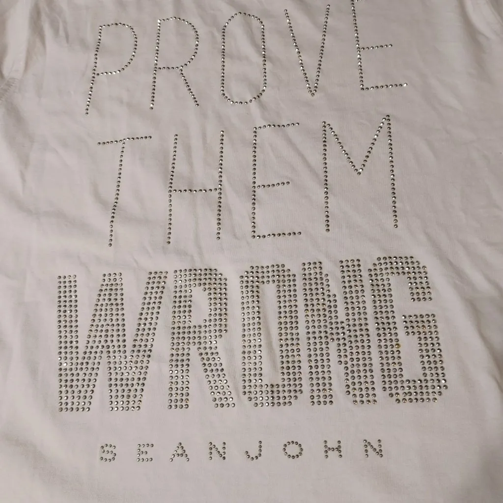 Diddy Sean John Combs White Shirt Size Large Prove Them Wrong Rhinestone Design - Image 10