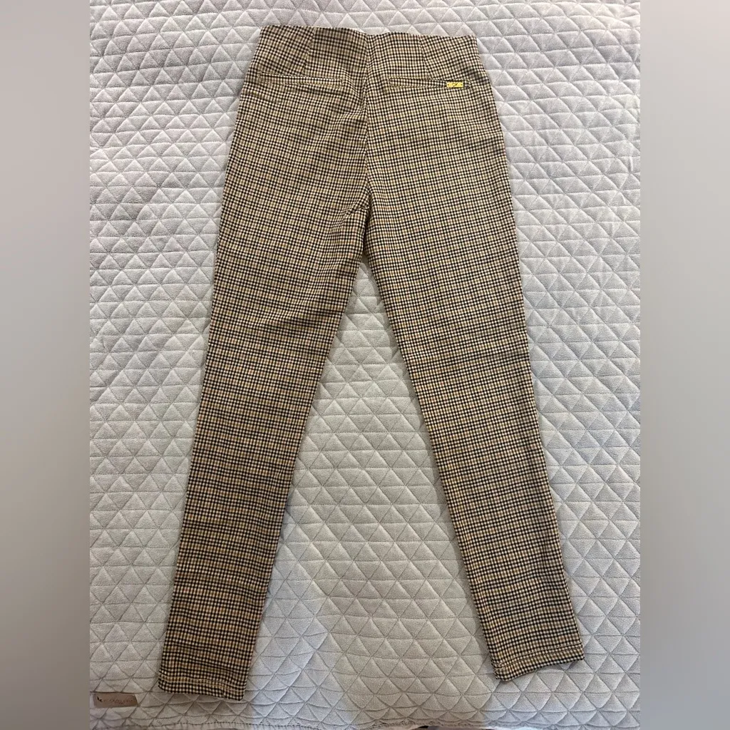 Calvin Klein Plaid Pull on Pants Size 2 Stretch Plaid Elastic Band Waist - Image 2