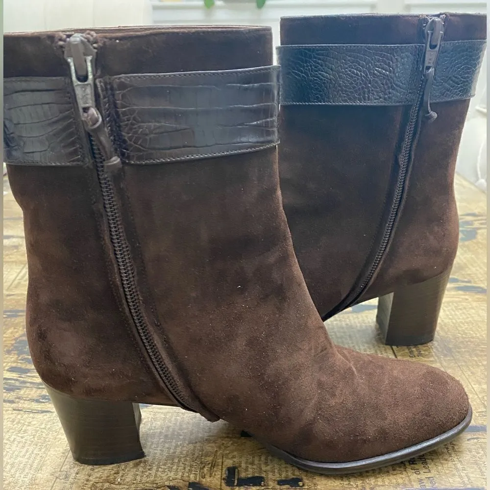 Salvatore Ferragamo Brown Suede Pants Boots - Image 9