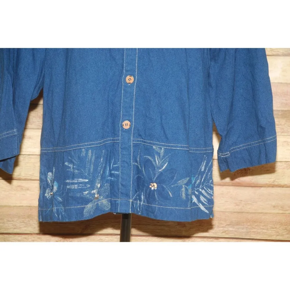 Draper's & Damon's XL Blue Denim Lightweight Jean Shacket Button Front Shirt - Image 3