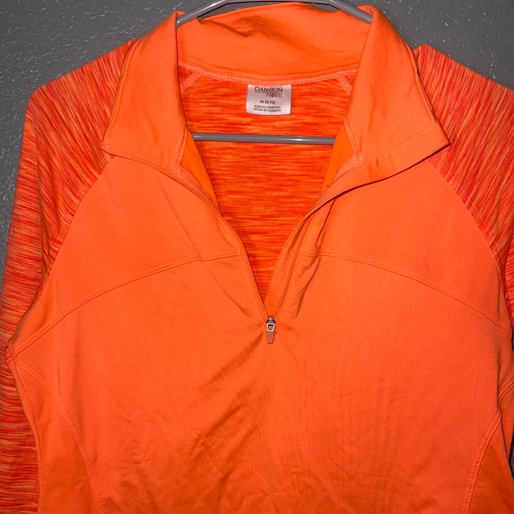 Danskin Activewear Pullover Size M | Orange Space Dye Quarter-Zip Top - Image 2