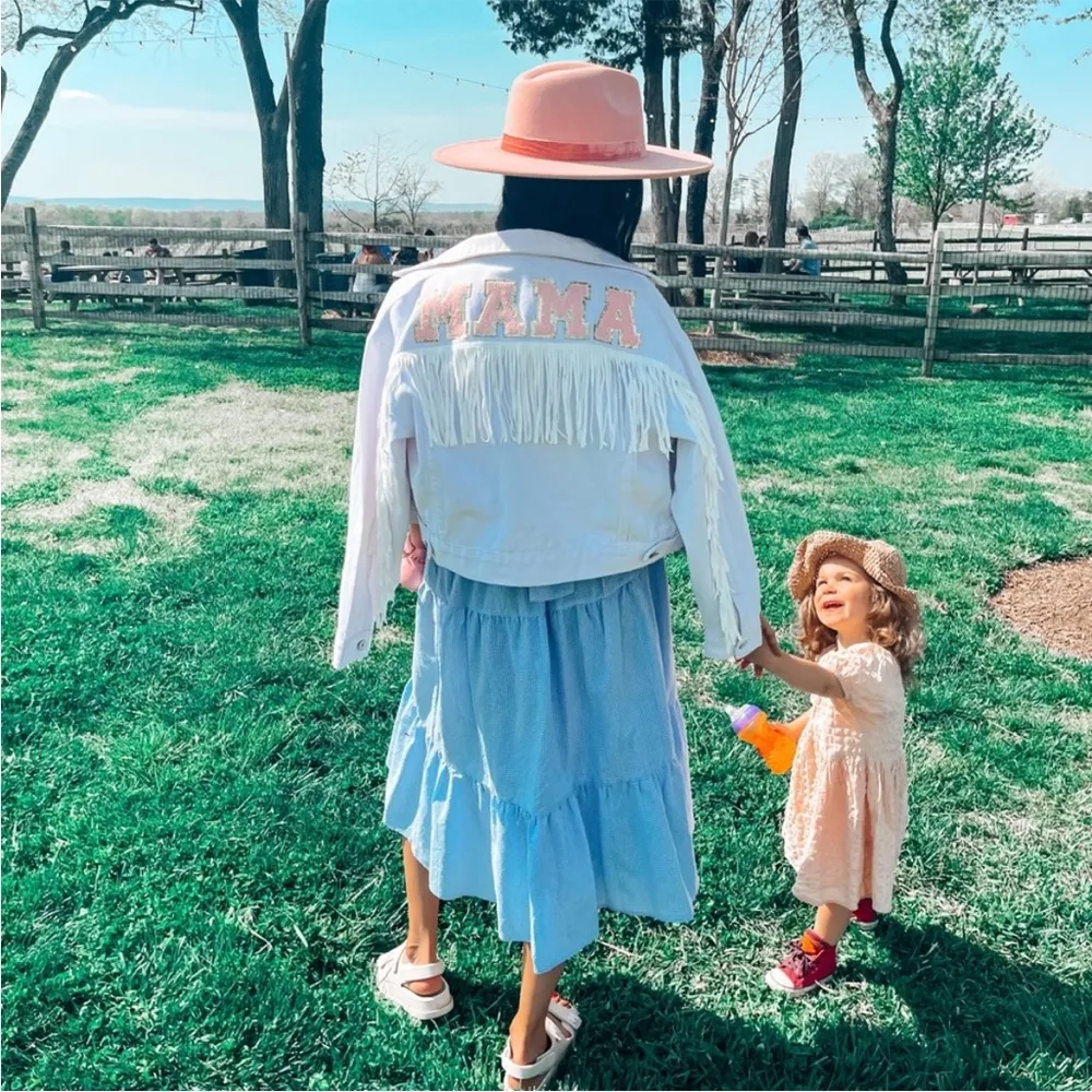 White Mama Fringe Jean Jacket - Image 7