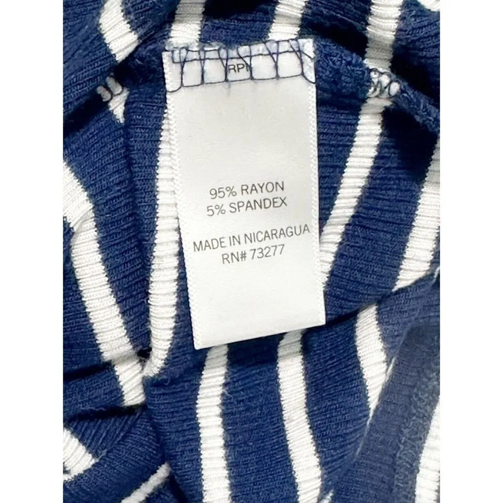 So Women's Striped Crew‎ Neck Pullover Long Sleeve Top Blue White Size Medium - Image 3