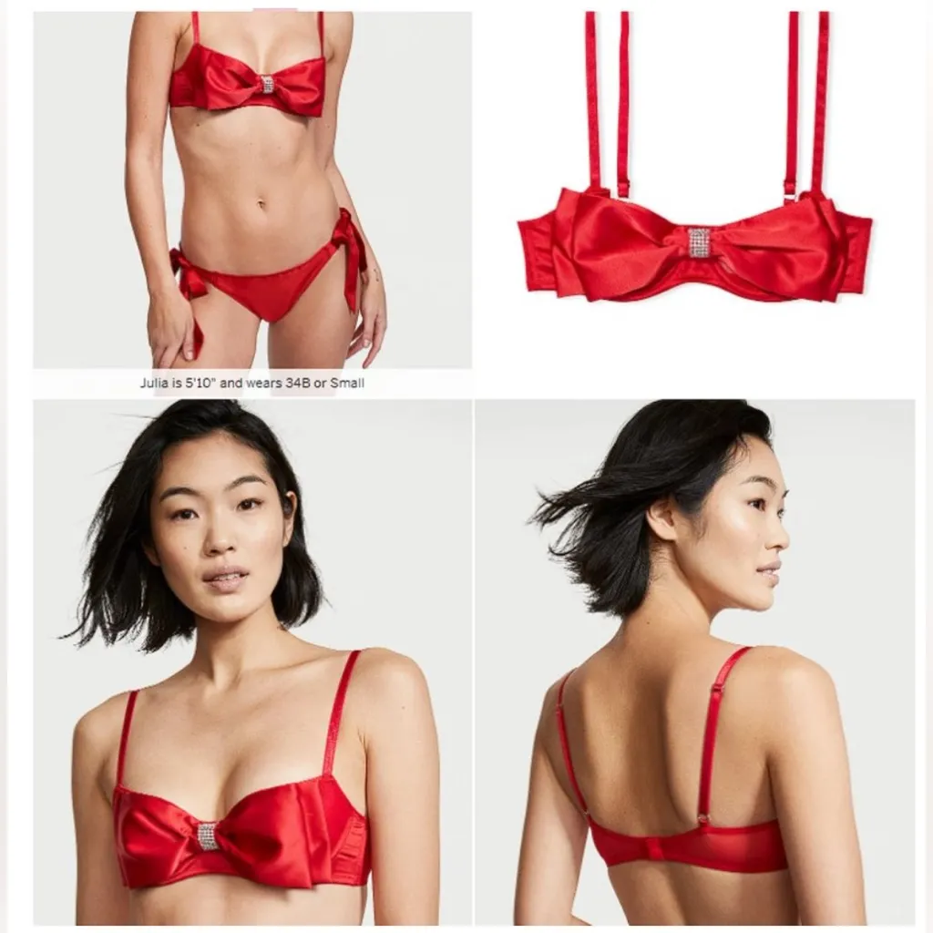 NWT‎ Victoria’s Secret Dream Angels Wicked Unlined Bow Balconette Bra 34B - Image 2