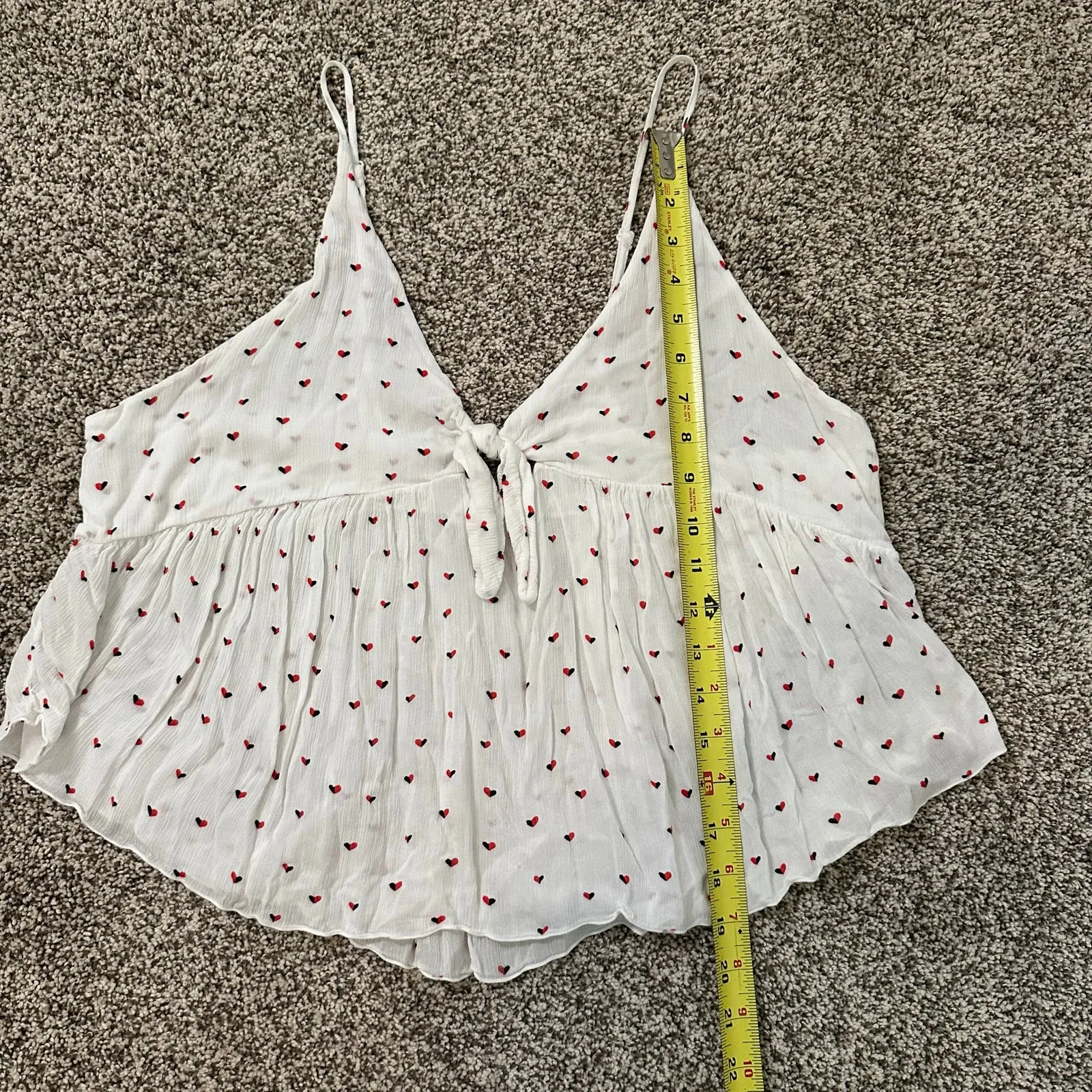 Free People Intimately white heart print v-neck babydoll tank top size S - Image 9