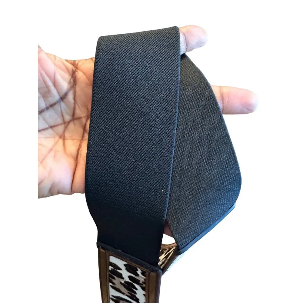 White House Black Market Black White Leopard Print Belt Genuine Haircalf Belt - Image 8